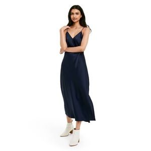 Nili Lotan Navy Blue Silk Slip Dress